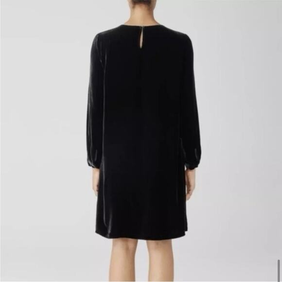 Eileen Fisher Velvet Crew Neck Dress Black Size XXS - Picture 2 of 12